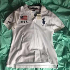 Ralph Lauren Polo White USA Flag Shirt